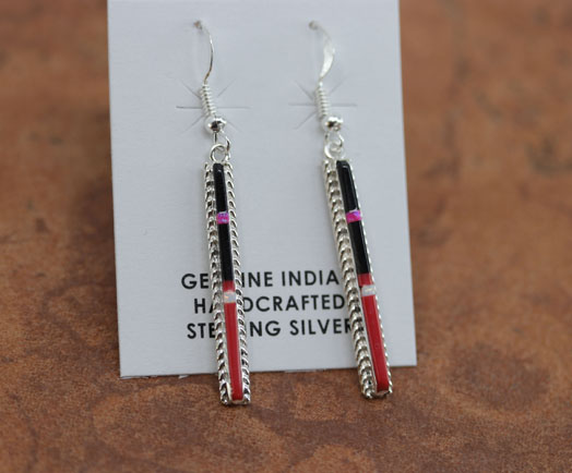Navajo Sterling Silver Multi_Stone Earrings