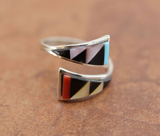 Zuni Silver Multi_Stone Ring Size 6_9